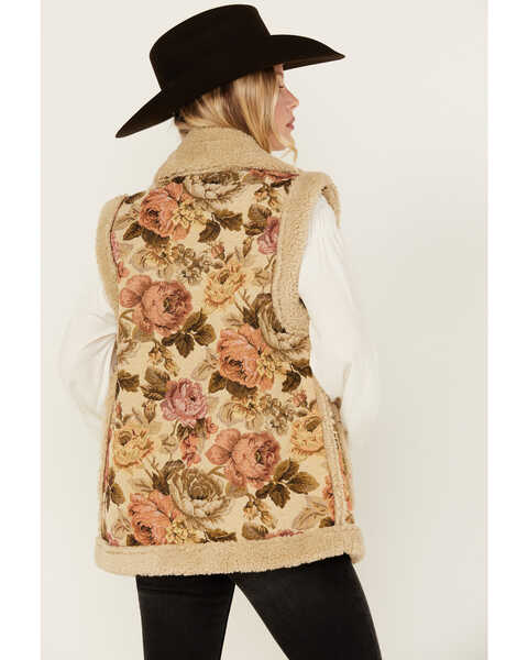 Image #4 - 26 International Women's Floral Print Sherpa Lined Vest , Multi, hi-res