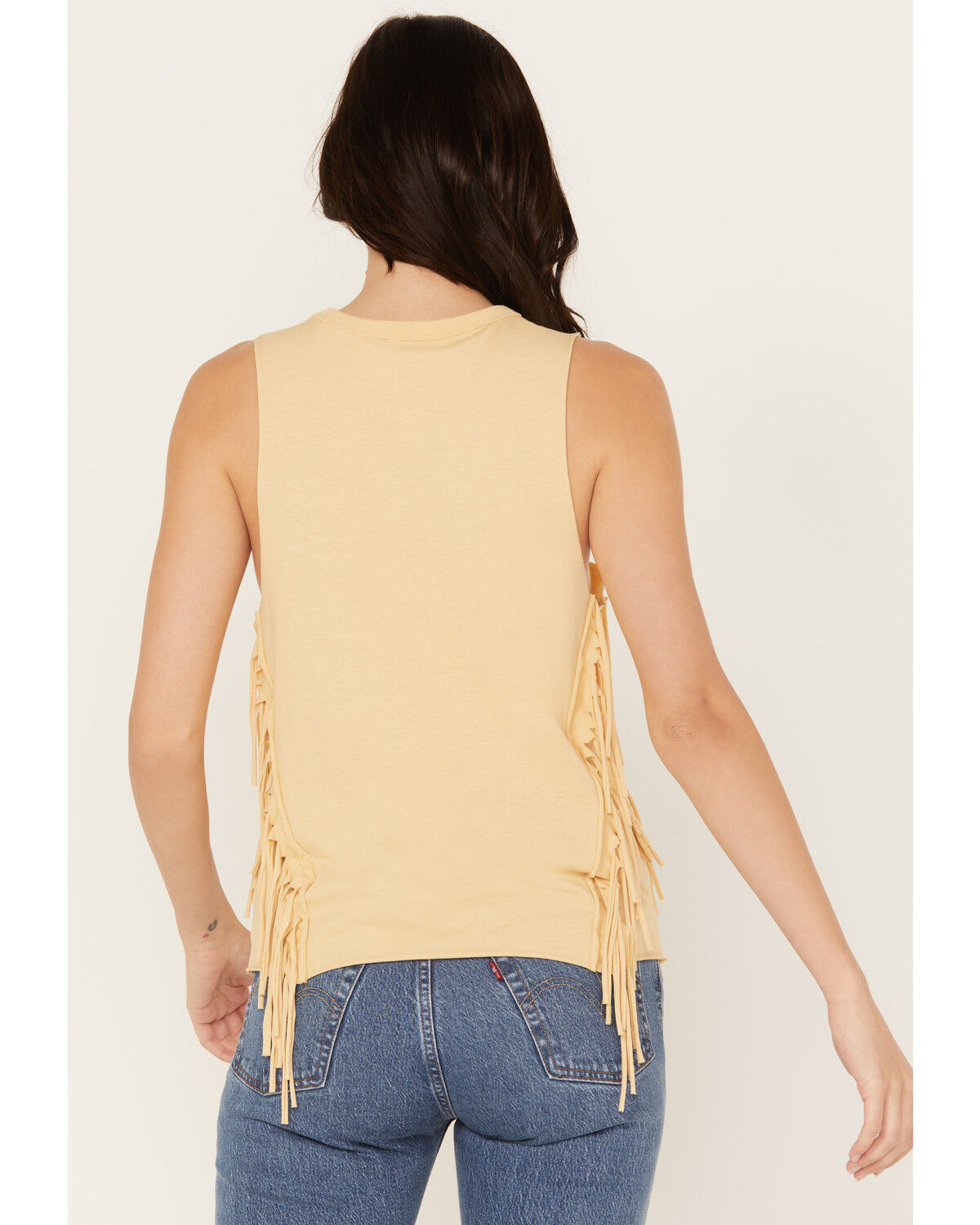 Image #4 - Rock & Roll Denim Women's Howdy Fringe Graphic Tank, Light Yellow, hi-res