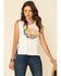 Shyanne Women's Whiskey Summer Lace-Up Side Tank Top, Ivory, hi-res