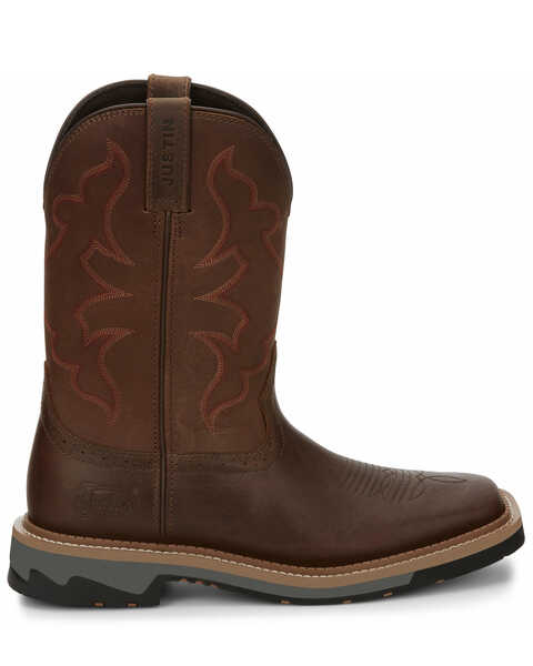 Image #2 - Justin Men's Carbide Western Work Boots - Soft Toe, Brown, hi-res