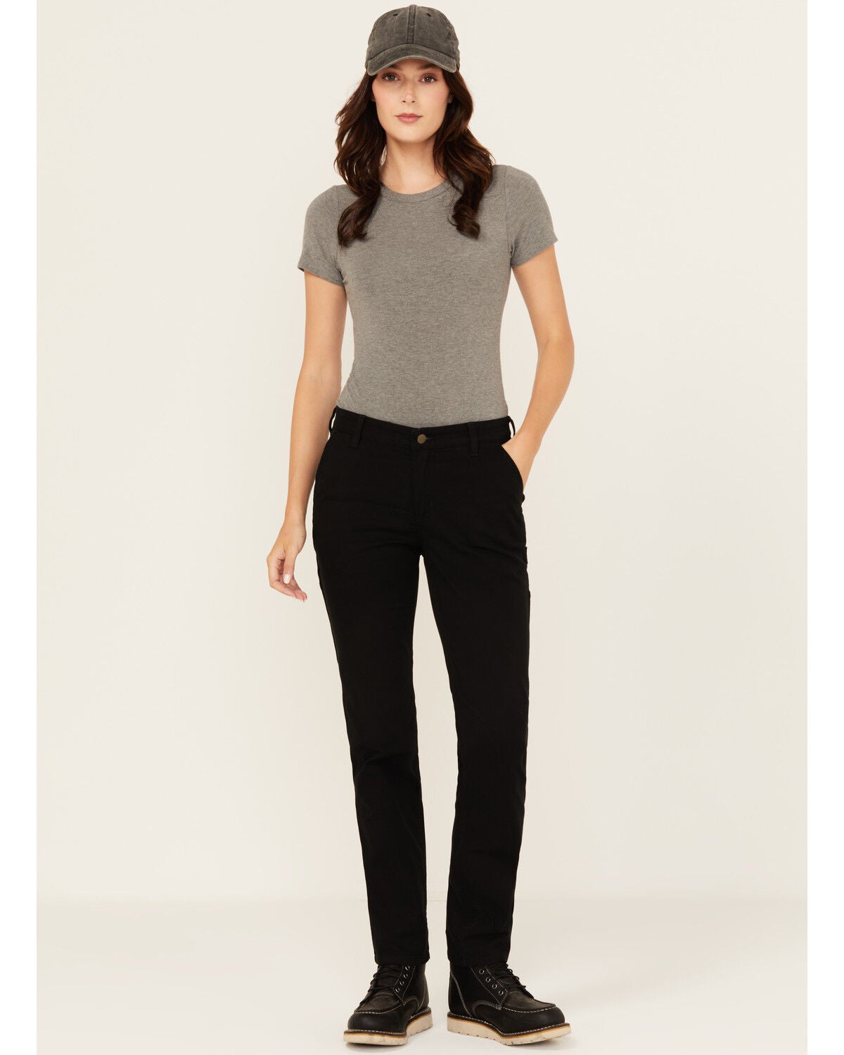 Carhartt Women's Rugged Flex&reg; Relaxed Fit Canvas Work Pants, Black, hi-res