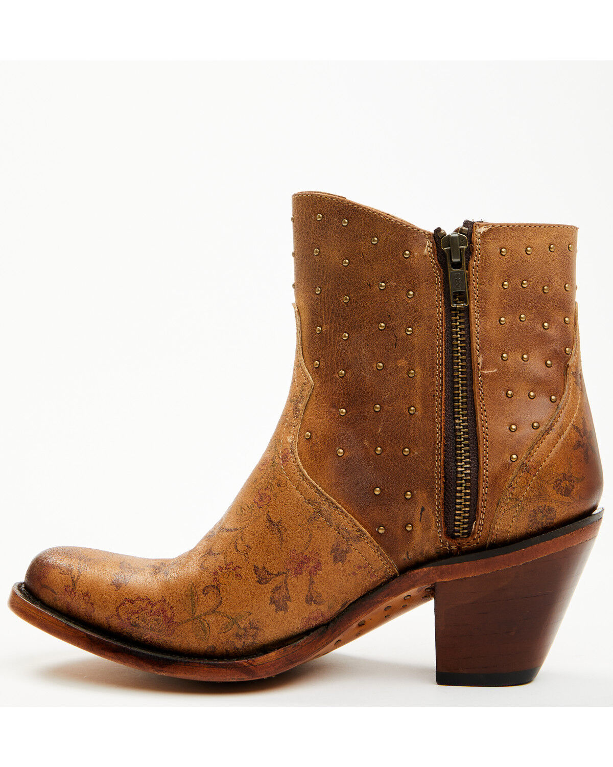 Image #3 - Lucchese Women's Harley Fashion Booties - Round Toe, Tan, hi-res