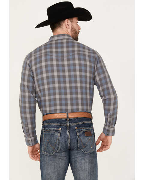 Image #4 - Blue Ranchwear Men's Eastland Plaid Print Long Sleeve Snap Shirt, Charcoal, hi-res