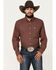 Image #1 - Panhandle Men's Select Plaid Print Long Sleeve Button-Down Western Shirt, Dark Red, hi-res