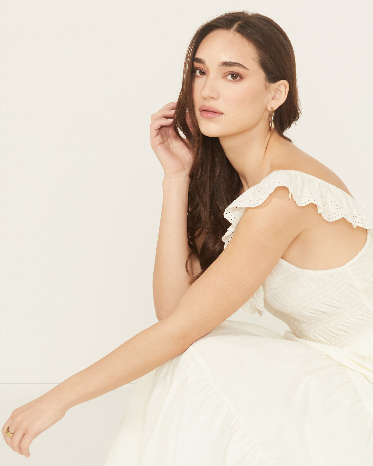 Image #1 - Rock & Roll Denim Women's Eyelet Sleeveless Midi Dress, Natural, hi-res