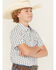Image #2 - Cody James Boys' Outlaw Pass Striped Print Short Sleeve Snap Western Shirt, White, hi-res