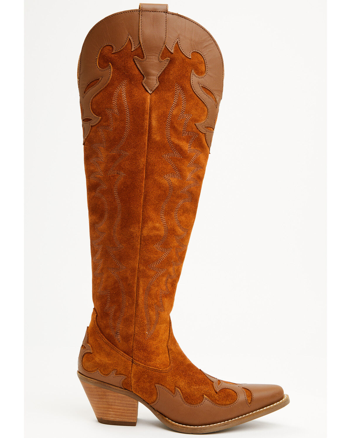 Image #2 - Dingo Women's Drama Queen Suede Tall Boots - Snip Toe, Camel, hi-res