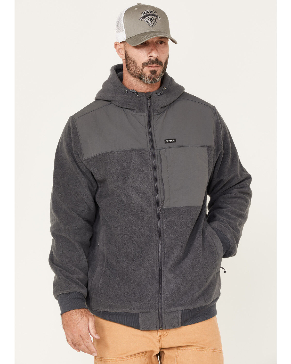 Image #1 - Hawx Men's Polar Fleece Jacket, Charcoal, hi-res