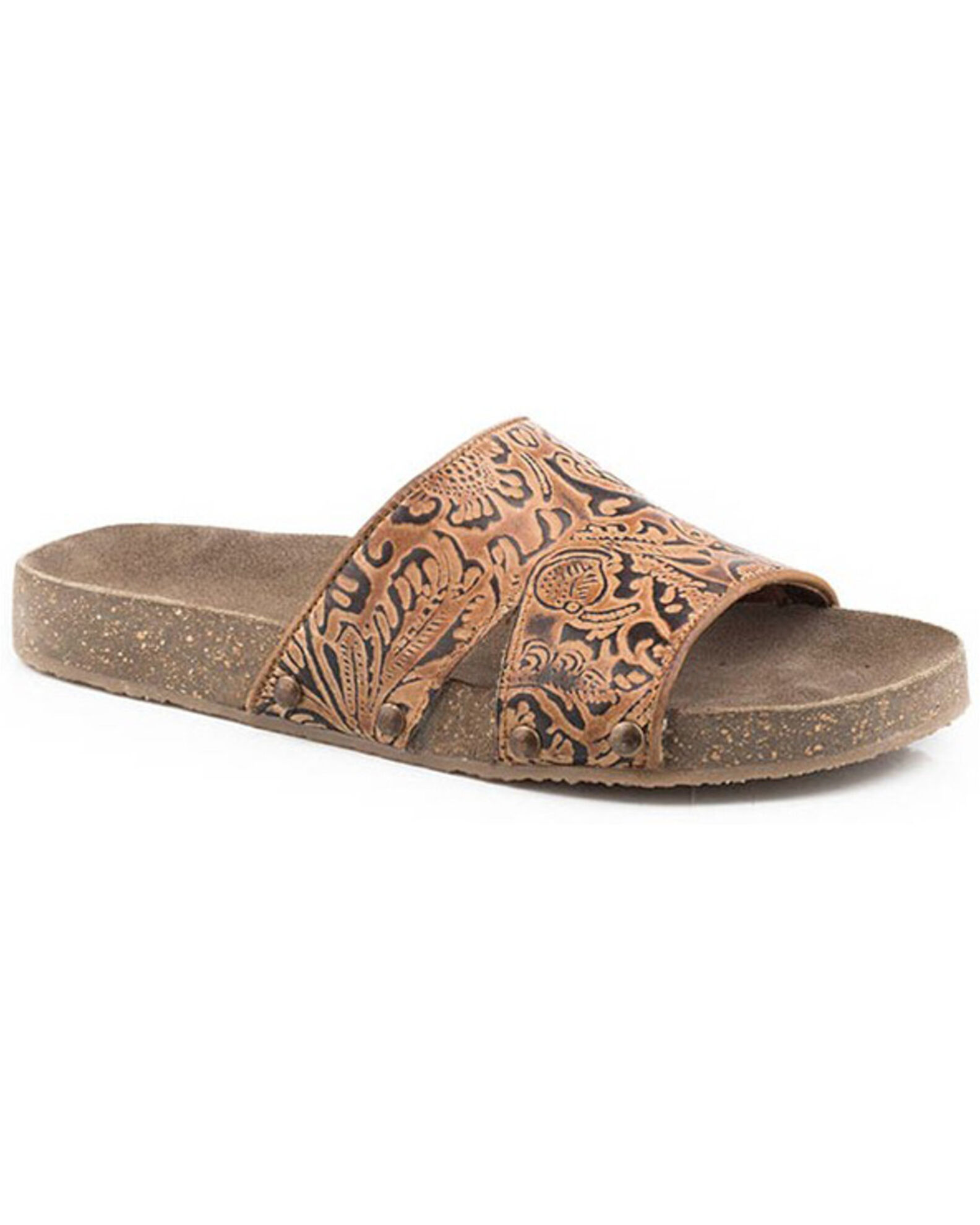 Roper Women s Destiny Floral Embossed Slide Sandal Country Outfitter