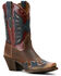 Image #1 - Ariat Women's Bravery Distressed Western Boots - Snip Toe, Brown, hi-res