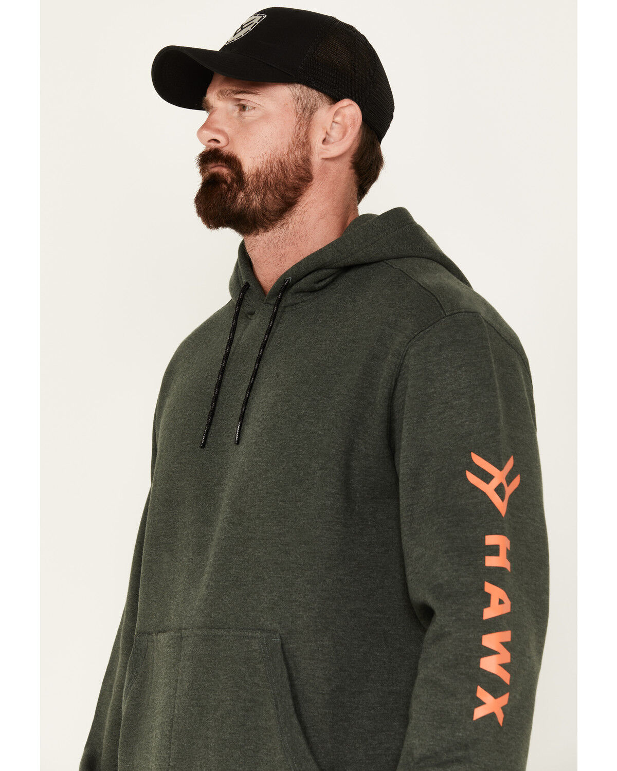 Image #2 - Hawx Men's Season Logo Hooded Work Sweatshirt, Green, hi-res