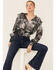 Image #1 - Revel Women's Toile Print Smocked Long Sleeve Top, Black, hi-res