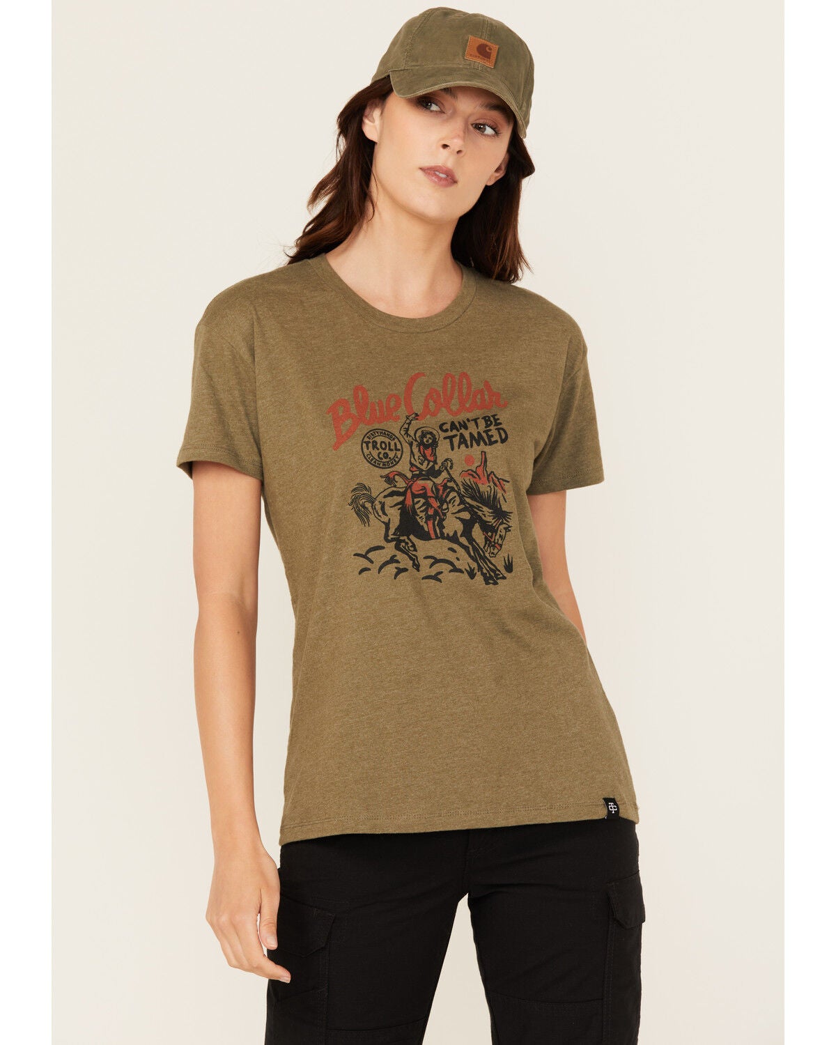 Troll Co Women's Can't Be Tamed Short Sleeve Graphic Tee, Green, hi-res