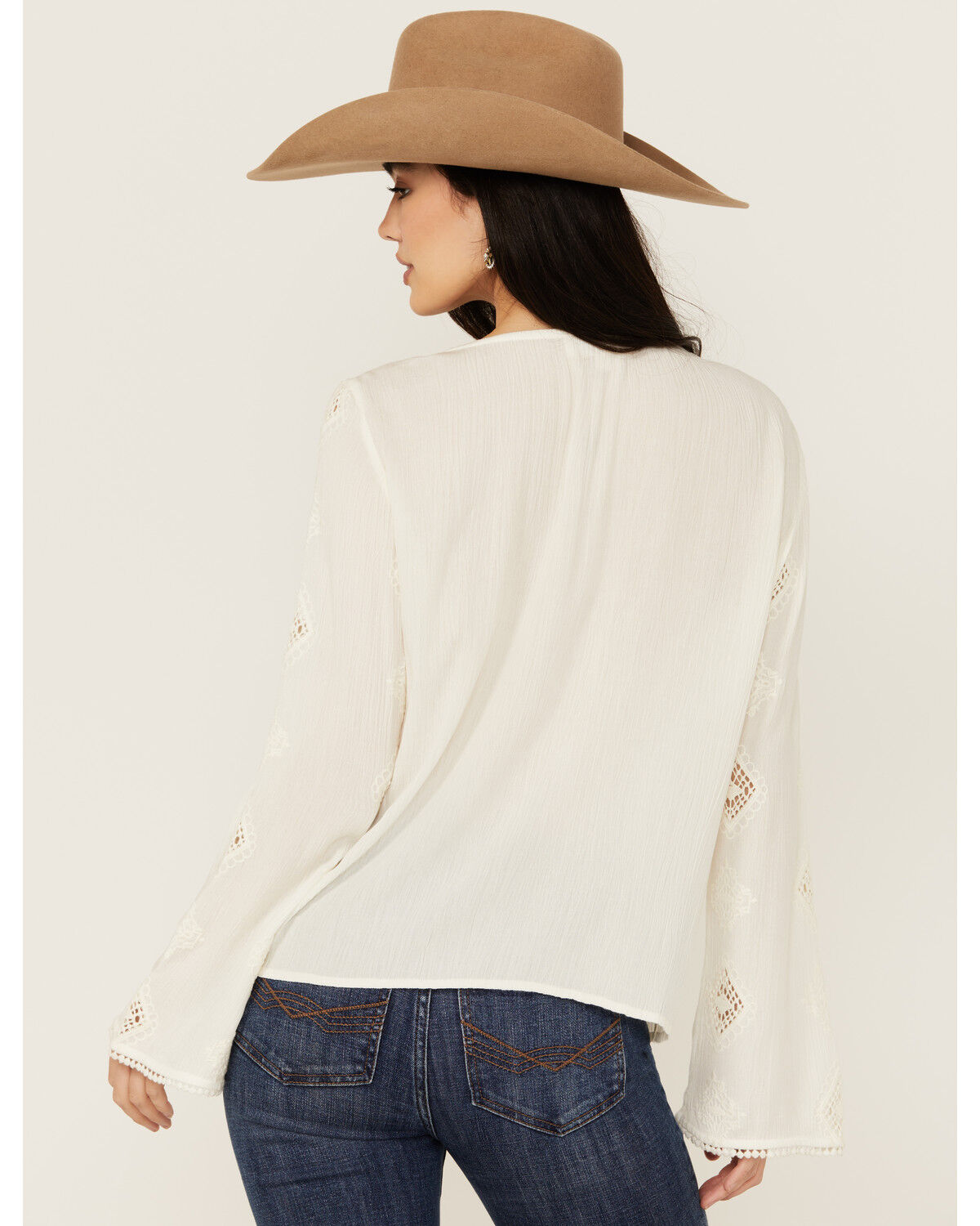 Image #5 - Idyllwind Women's Sharondale Button-Down Embroidered Bell Sleeve Top, Ivory, hi-res