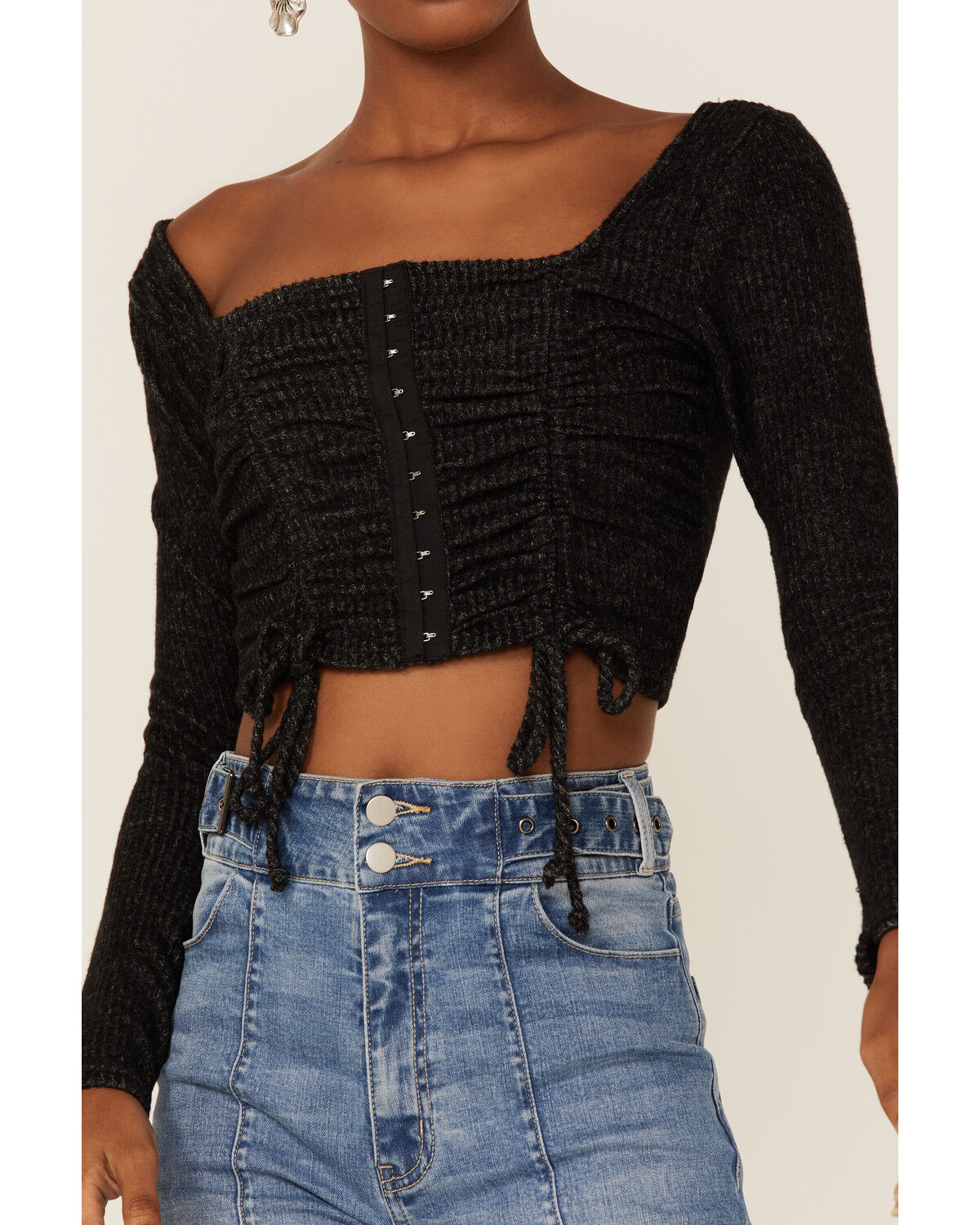 Image #2 - Moa Moa Women's Marble Cropped Croset, Charcoal, hi-res