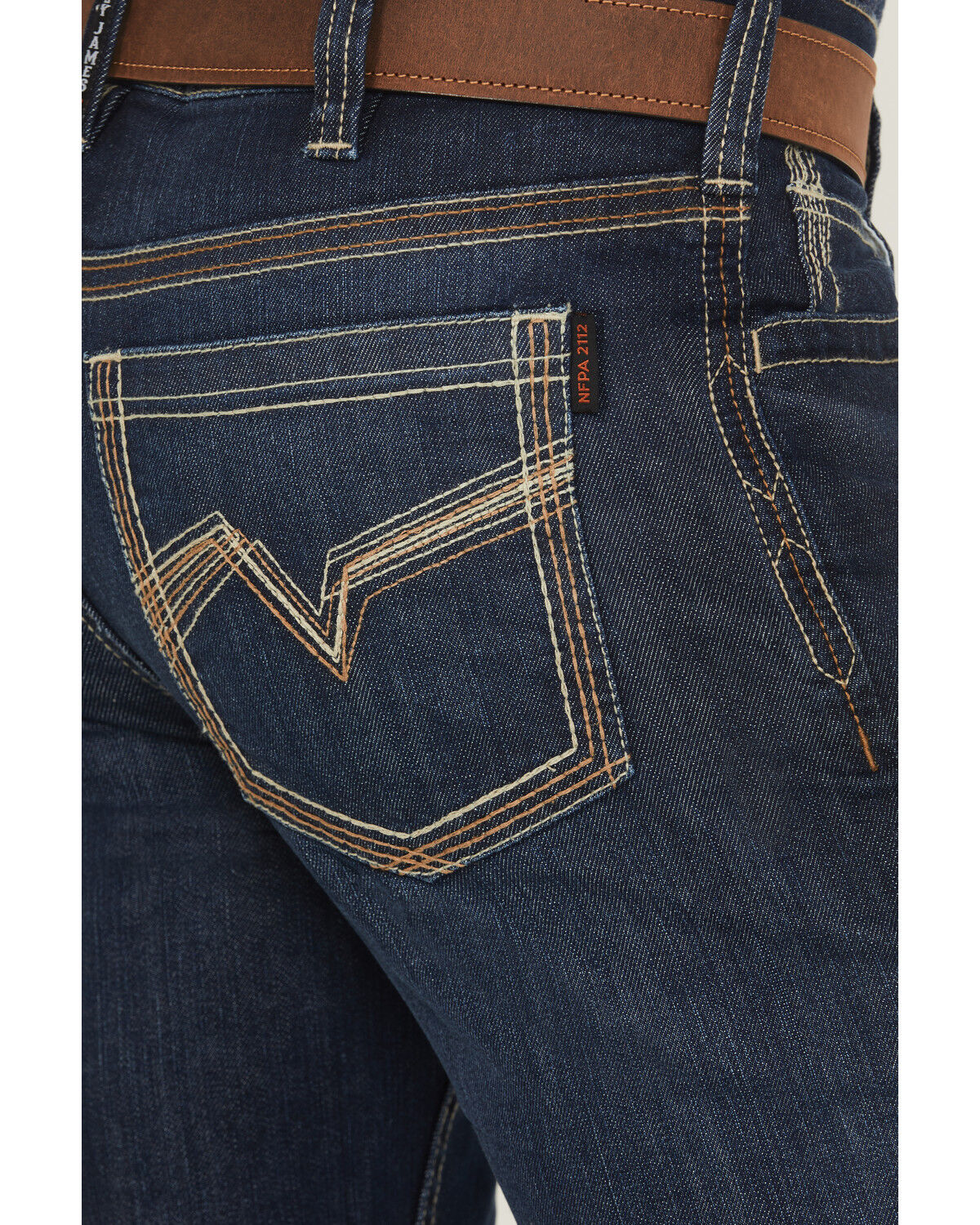 Image #4 - Cody James Men's FR Dark Wash Slim Bootcut Stretch Denim Work Jeans, Dark Wash, hi-res