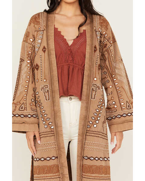 Image #4 - Shyanne Women's Embellished French Terry Cardigan , Beige, hi-res