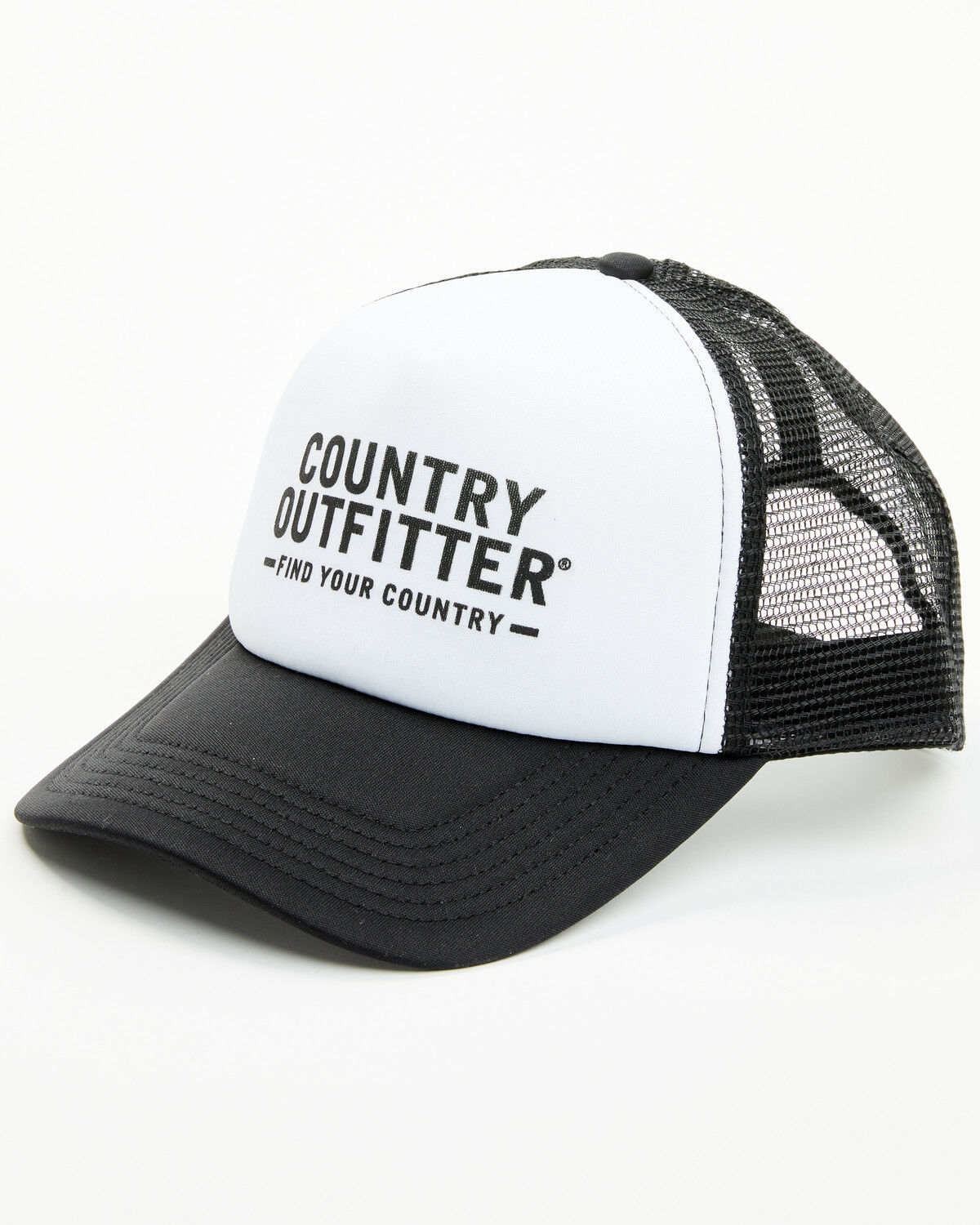 Image #1 - Country Outfitter Find Your Country Logo Ball Cap, Black/white, hi-res