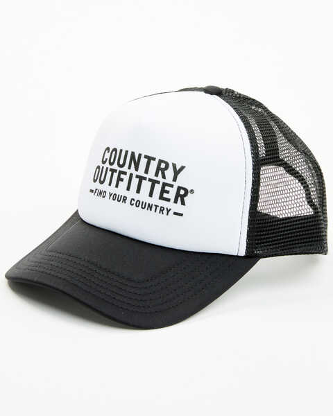 Country Outfitters Find Your Country Logo Mesh Back Ball Cap , Black/white, hi-res