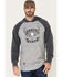 Cowboy Hardware Men's Grey Skull Ranch Graphic Baseball Hooded Sweatshirt , Grey, hi-res