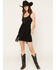Image #1 - Idyllwind Women's Zilnez Faux Suede Studded Fringe Mini Dress, Black, hi-res