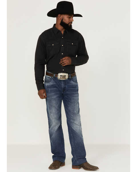 Image #2 - Ariat Men's Jurlington Retro Solid Pearl Snap Western Shirt , Charcoal, hi-res