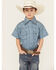 Image #1 - Cowboy Hardware Boys' Branding Iron Short Sleeve Snap Western Shirt, Blue, hi-res
