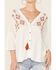 En Creme Women's Long Sleeve Embroidered Peasant Top, Ivory, hi-res