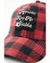 Shyanne Women's Horses Keep Me Stable Buffalo Plaid Mesh-Back Ball Cap , Black/red, hi-res