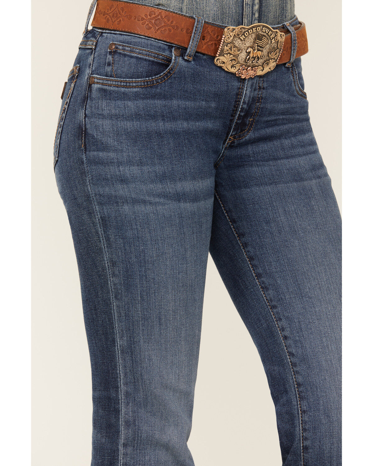 Image #2 - Wrangler Retro Women's Dark Wash Mid Rise Mae Trouser Jeans, Blue, hi-res