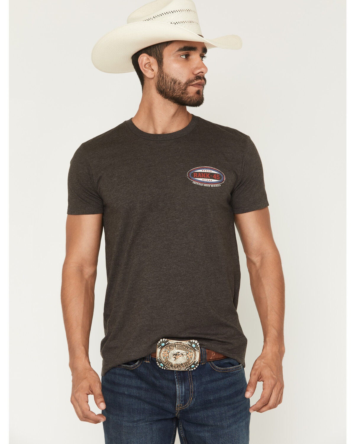 Image #2 - RANK 45&reg; Men's Kickin It Short Sleeve Graphic T-Shirt, Charcoal, hi-res