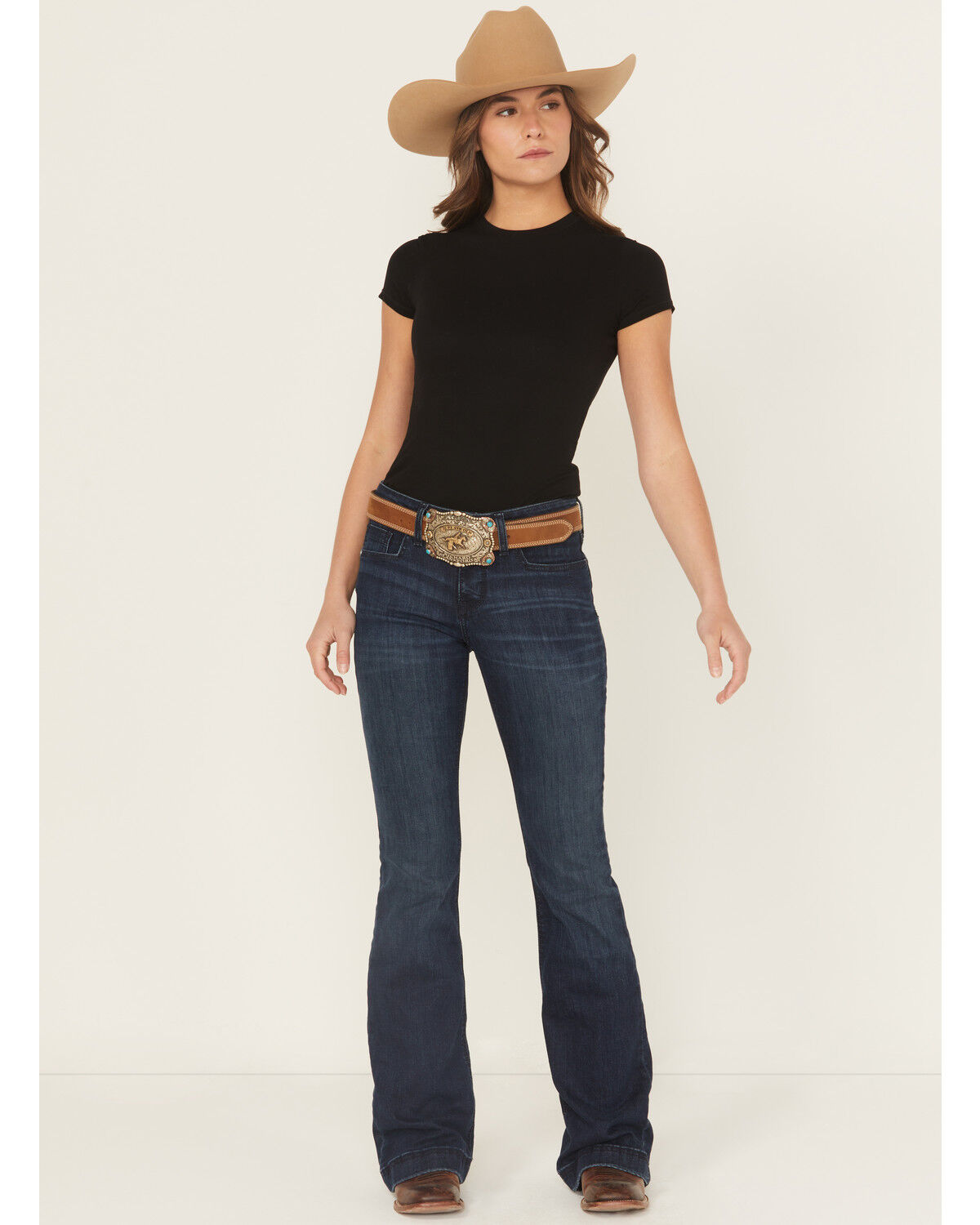 Image #1 - Cinch Women's Lynden Dark Wash Trouser Slim Fit Stretch Denim Jeans, Indigo, hi-res