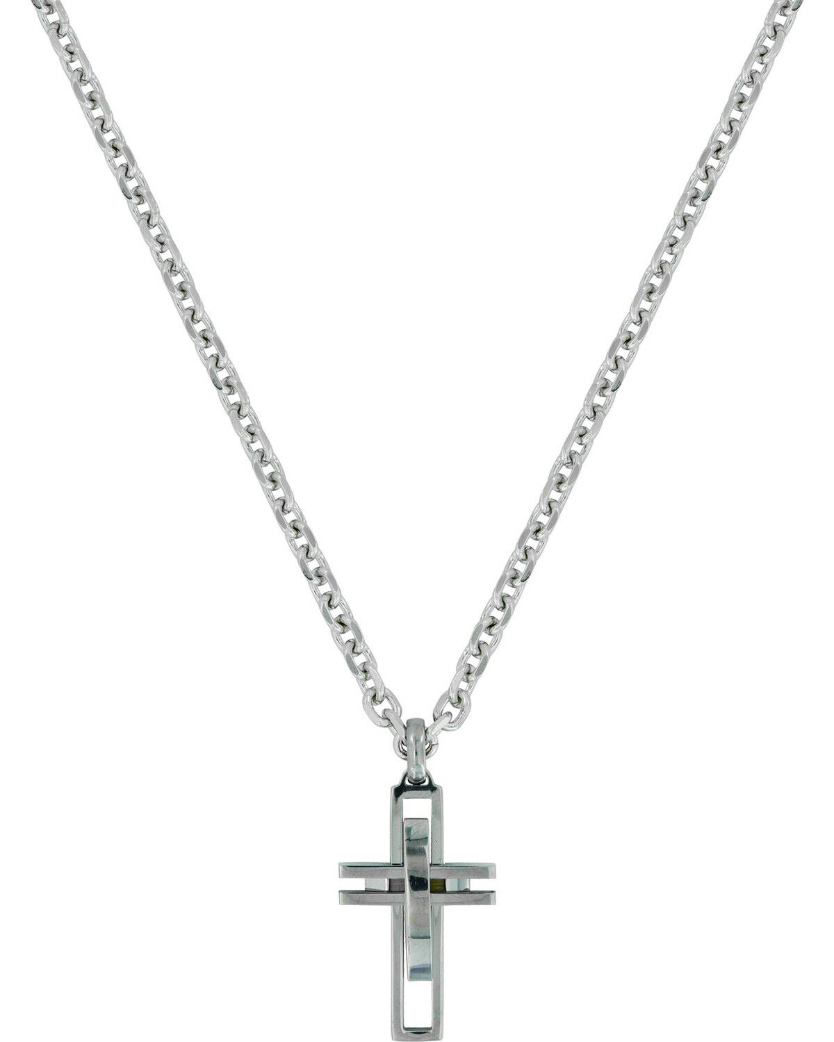 Image #1 - Montana Silversmiths Men's Modern Art Cross Necklace, Silver, hi-res