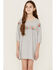Image #4 - Roper Girls' Cotton Millenge Empire 3/4 Sleeve Mini Dress, Grey, hi-res