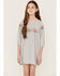 Image #4 - Roper Girls' Cotton Millenge Empire 3/4 Sleeve Dress , Grey, hi-res