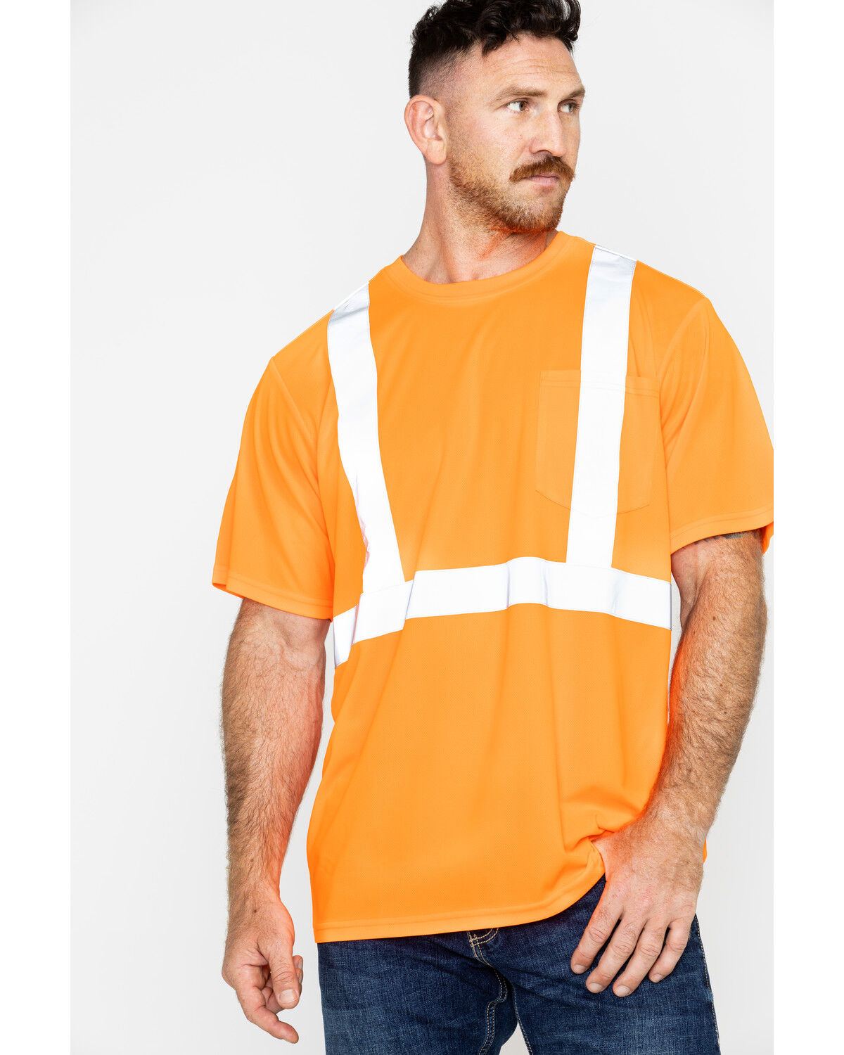 Image #1 - Hawx Men's Short Sleeve Reflective Work Tee - Big & Tall, Orange, hi-res