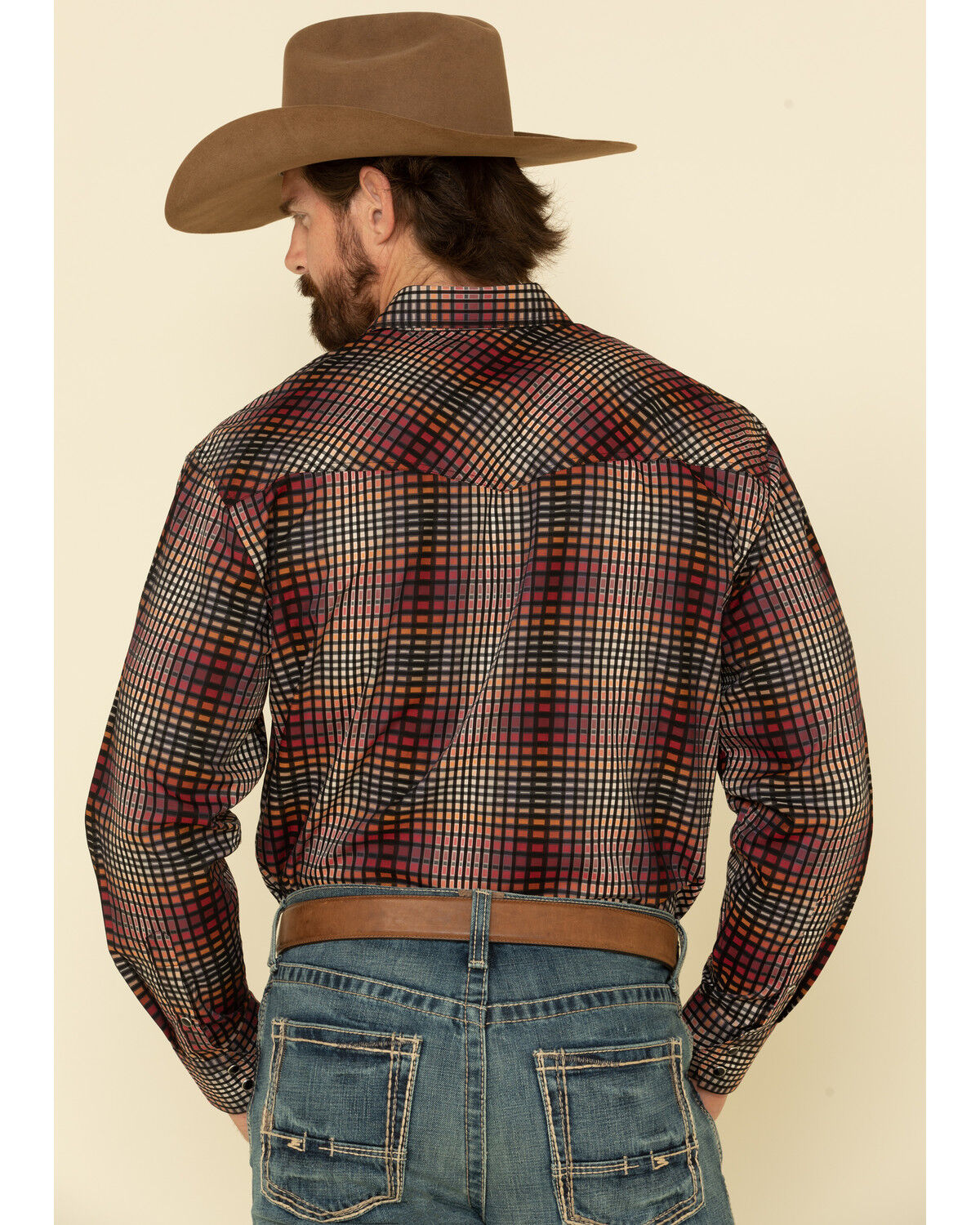Image #2 - Resistol Men's Multi Chestnut Check Plaid Long Sleeve Western Shirt, Multi, hi-res