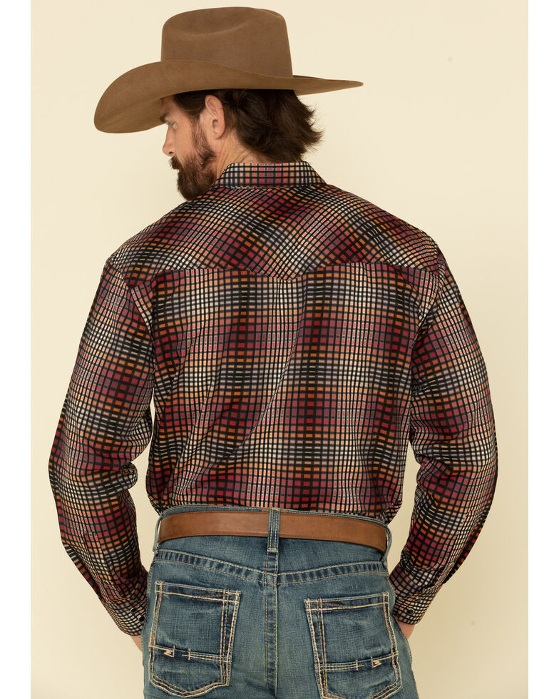 Resistol Men's Multi Chestnut Check Plaid Long Sleeve Western Shirt , Multi, hi-res