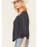 Image #2 - Eyeshadow Women's Battenburg Lace Trim Top, Navy, hi-res