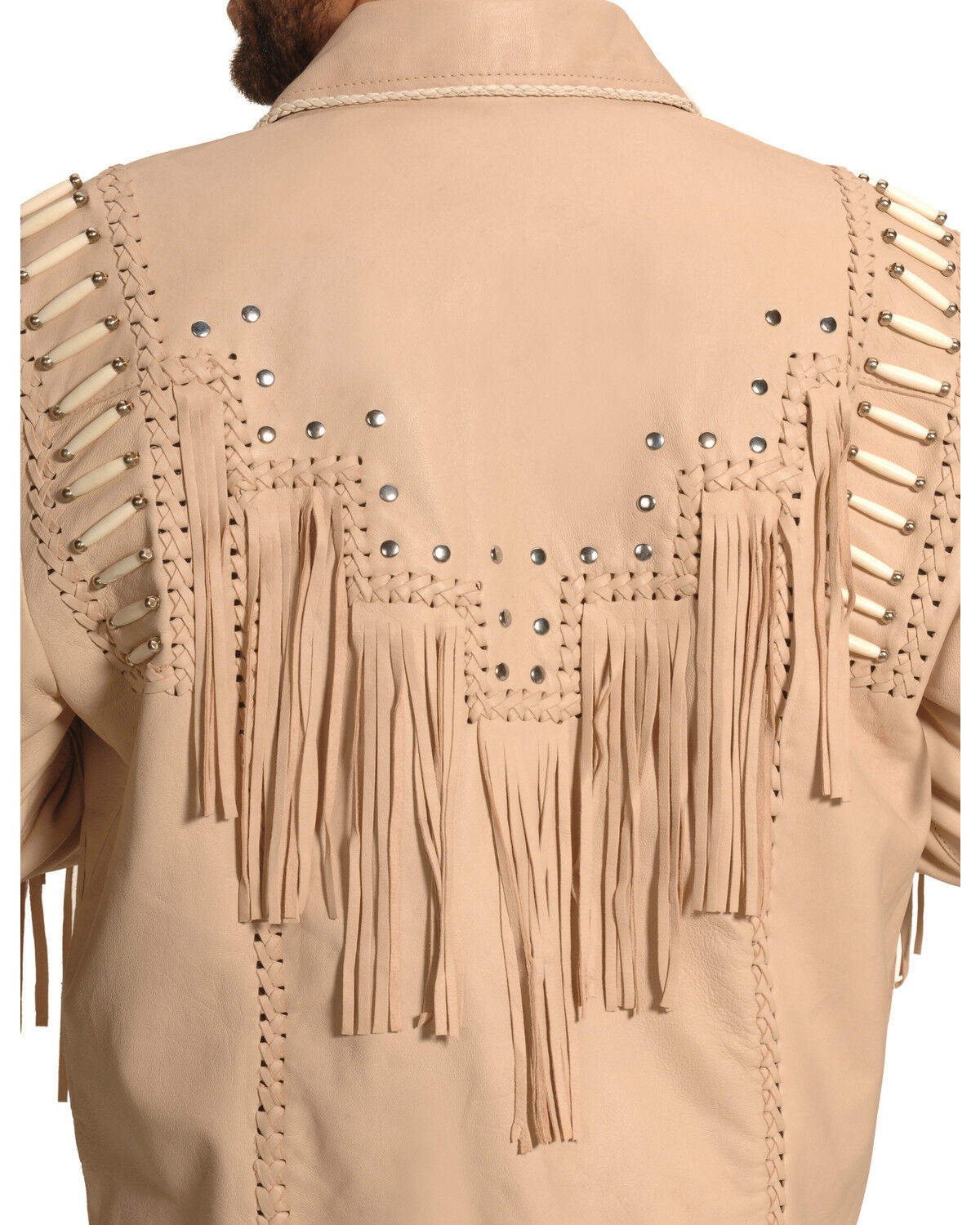 Image #5 - Liberty Wear Men's Fringed Leather Jacket, Cream, hi-res
