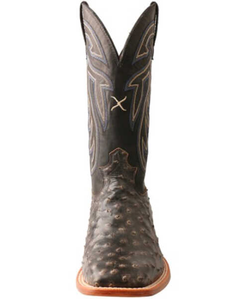 Twistex X Men's Ruff Stock Fill-Quill Ostrich Vamp Exotic Western Boot - Wide Square Toe , Black, hi-res