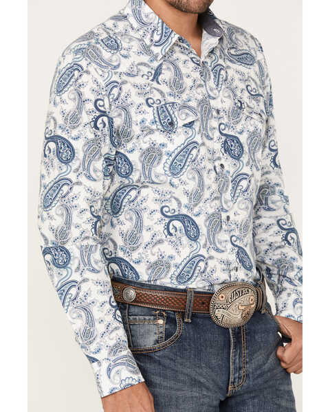 Image #3 - Cody James Men's Home Town Paisley Print Long Sleeve Snap Western Shirt, White, hi-res