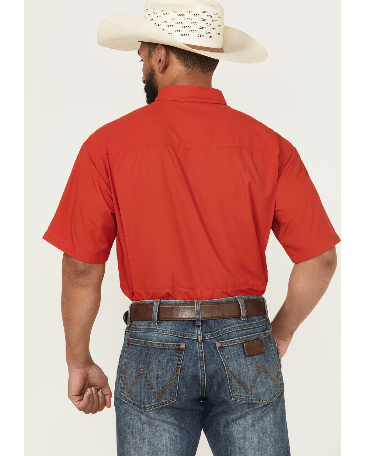 Image #4 - Ariat Men's VenTek Outbound Solid Short Sleeve Button-Down Western Shirt, Red, hi-res