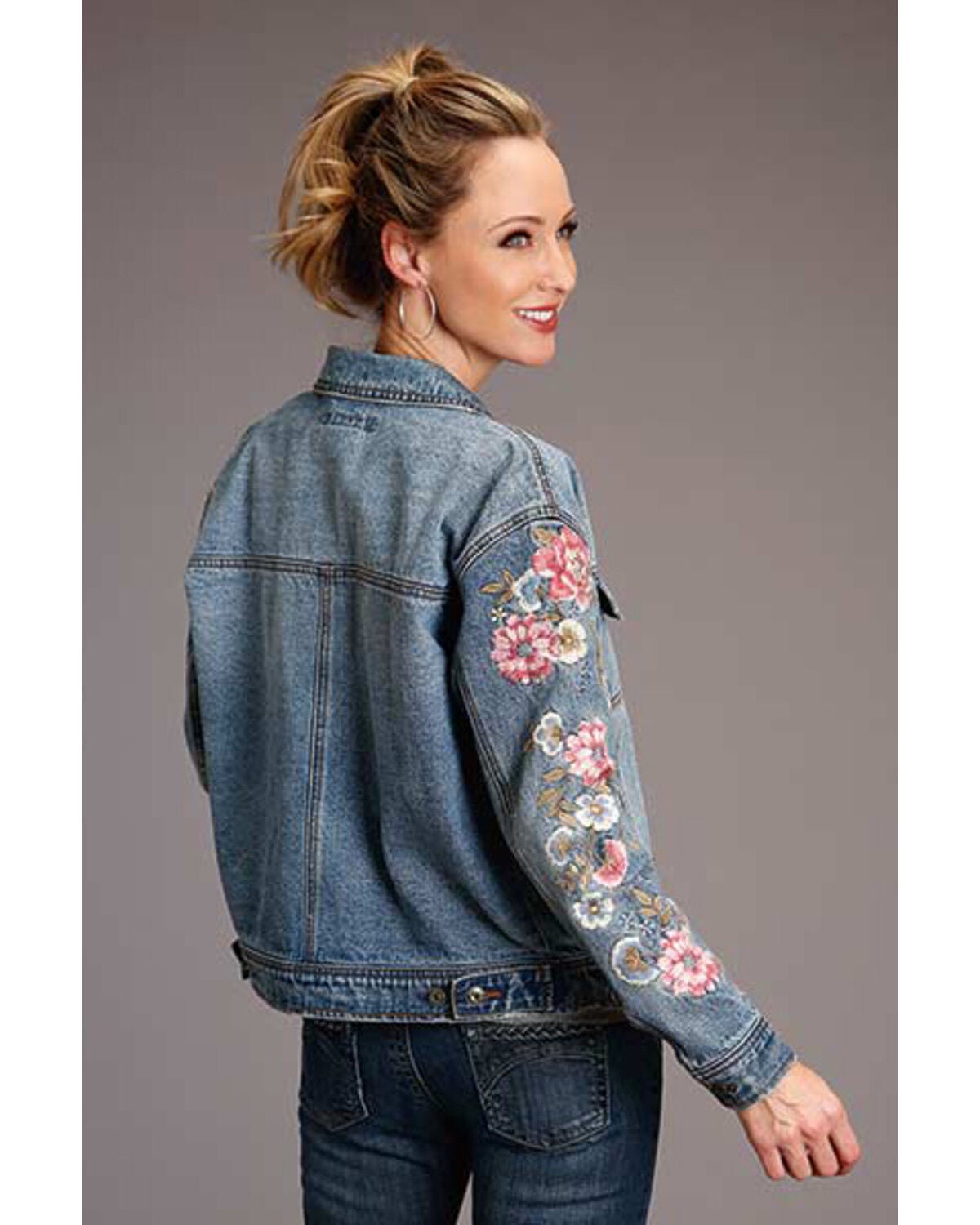 Stetson Women's Blue Floral Embroidered 