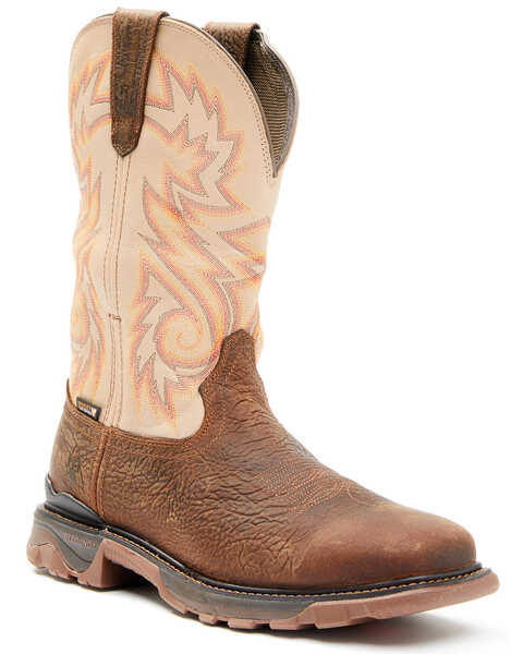 Image #1 - Rocky Men's Carbon 6 Waterproof Western Work Boots - Soft Toe, Off White, hi-res