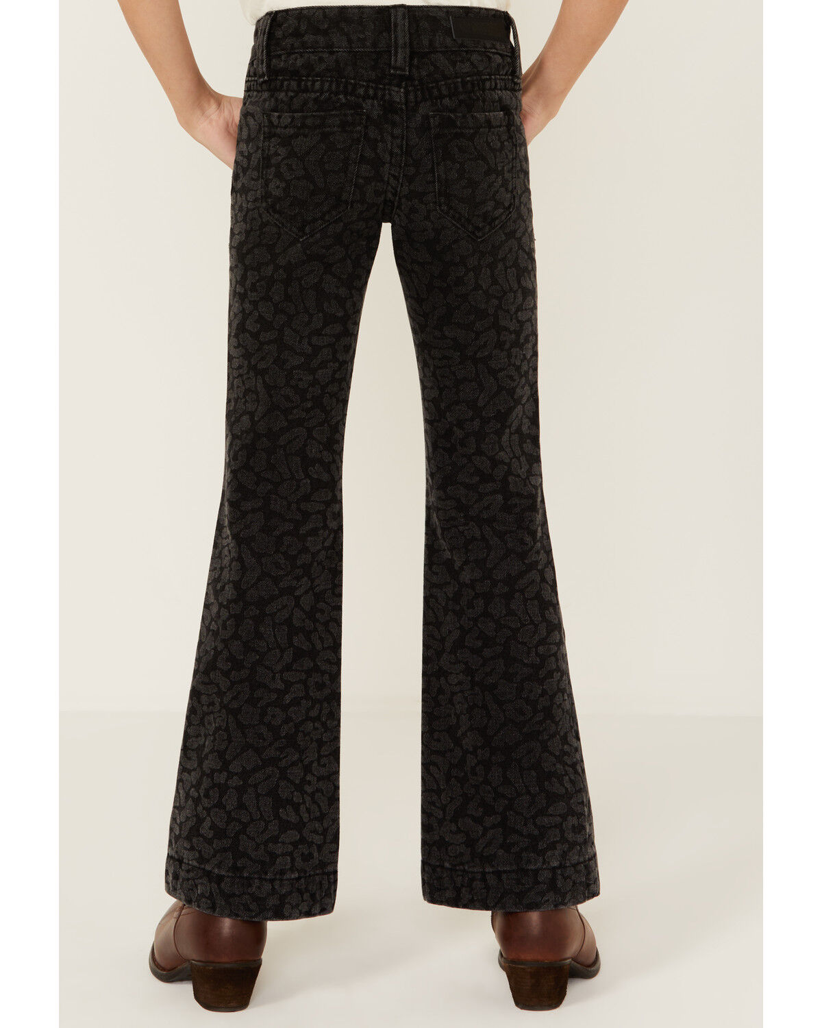 Image #4 - Rock & Roll Denim Girls' Cheetah Print Trouser Jeans, Black, hi-res