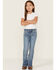 Image #1 - Shyanne Little Girls' Americana Stars Pocket Bootcut Jeans, Blue, hi-res