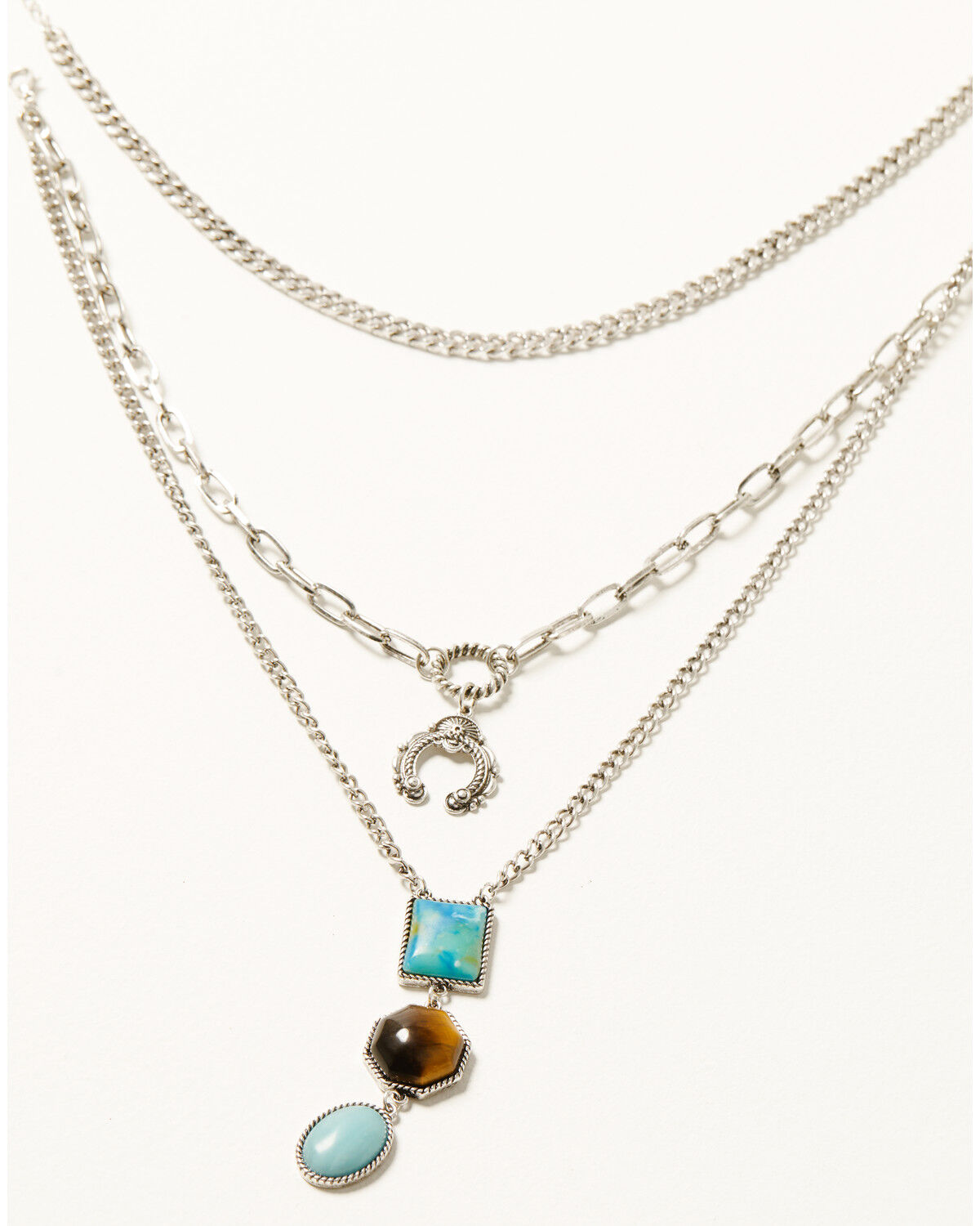 Image #1 - Shyanne Women's Juniper Sky Tri-Gem Necklace Set - 2 Piece, Silver, hi-res