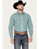 Image #1 - Panhandle Select Men's Plaid Print Long Sleeve Snap Western Shirt, Teal, hi-res