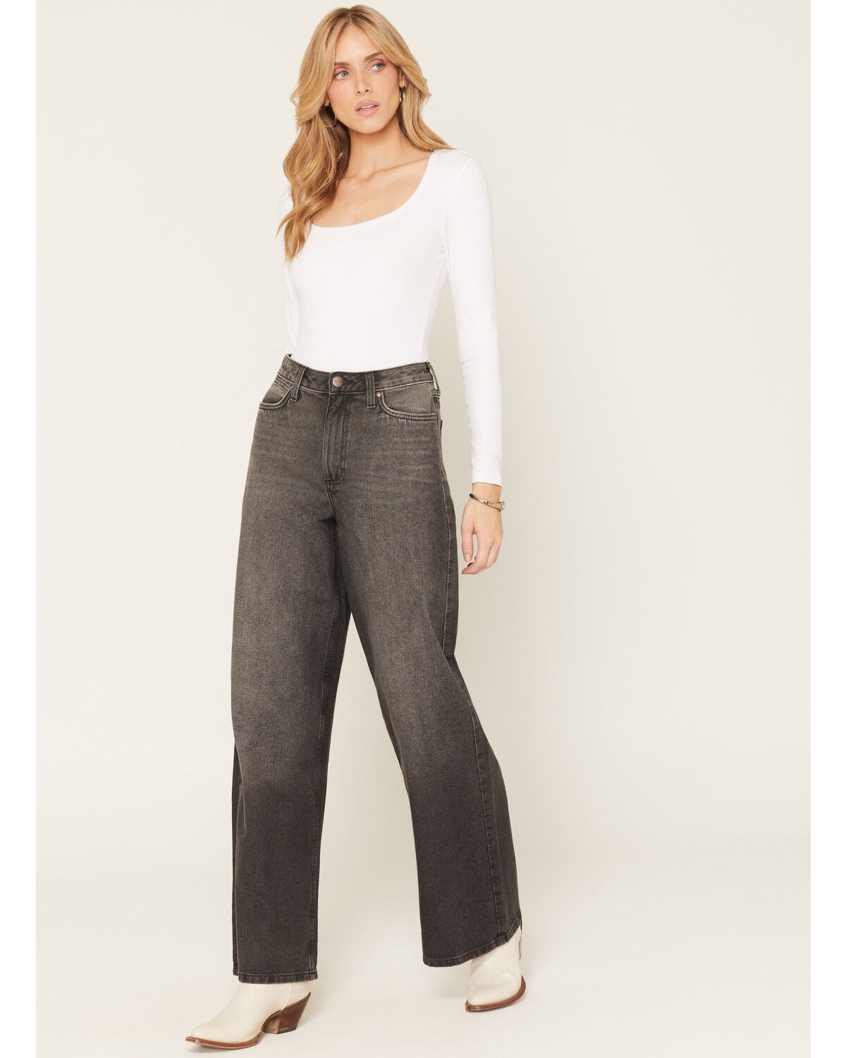 Image #1 - Wrangler Retro Women's Harper High Rise Bailey Wide Leg Denim Jeans, Black, hi-res
